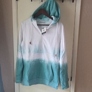 Michelle Mae Teal and White Ombre Hoodie